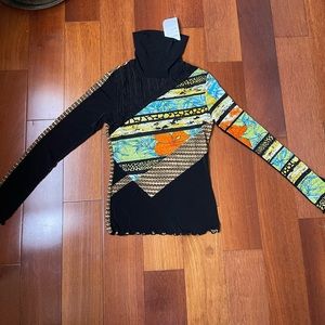 Dead-stock patterned long sleeve turtleneck